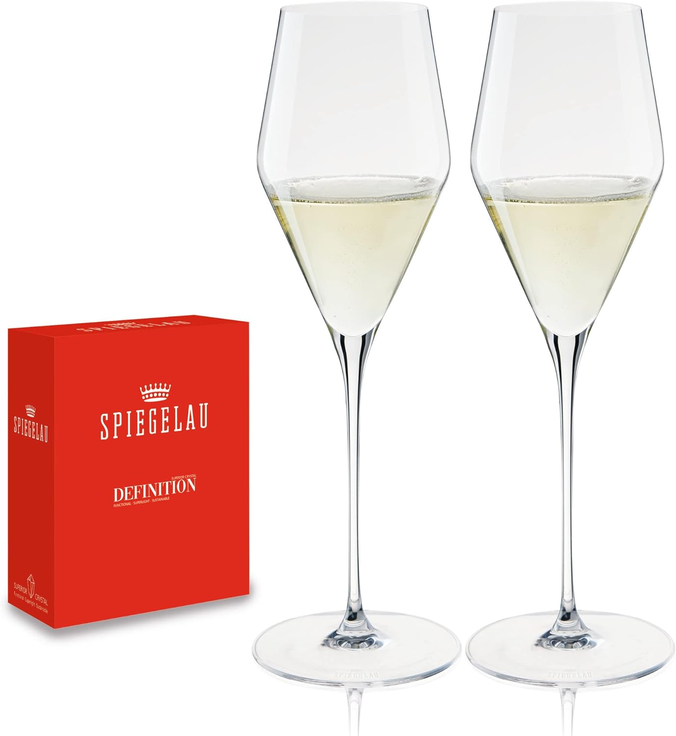Juego de 2 copas para Champagne o Cava con pie de cristal, de 250 ml, de Spiegelau.