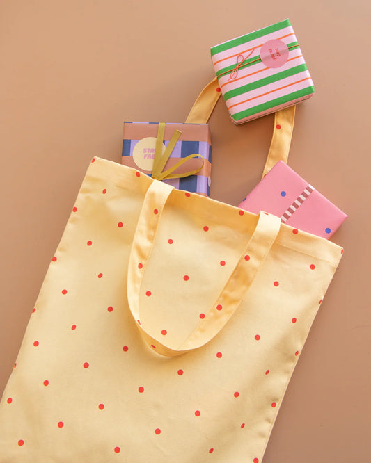 Tote Bag de Algodón Lunares amarilla | Bolsa Reutilizable Original para Regalo