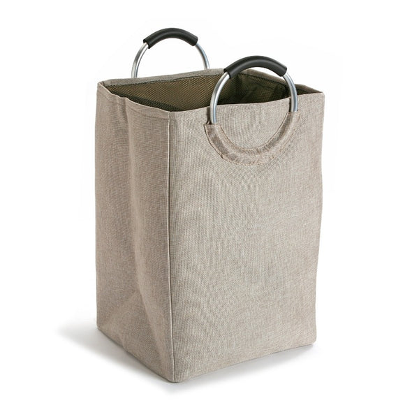 Cesta de ropa con asas en metal beig