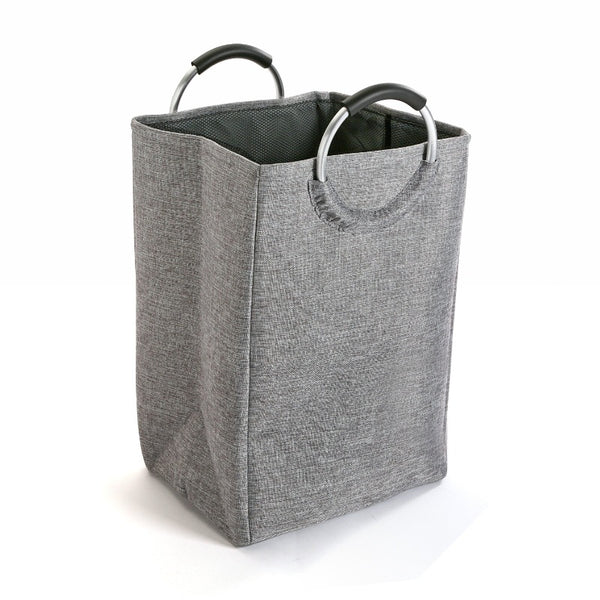 Cesta de ropa con asas en metal gris claro