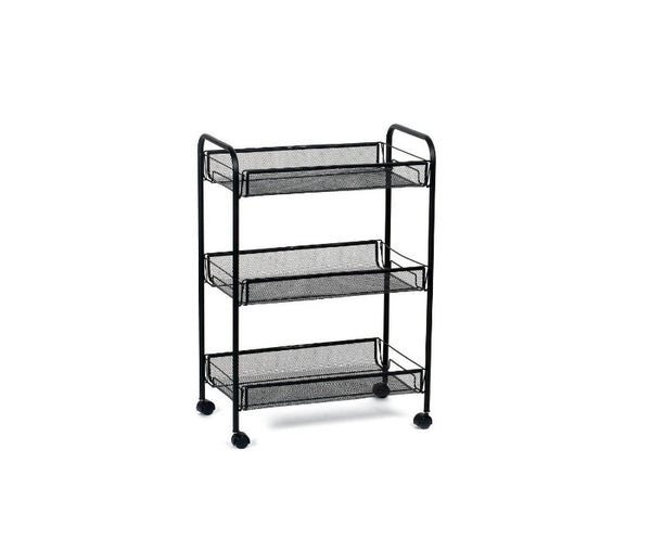 Carro cocina metal negro con 3 cajones