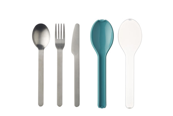 Set de cubiertos para llevar 3 piezas verde