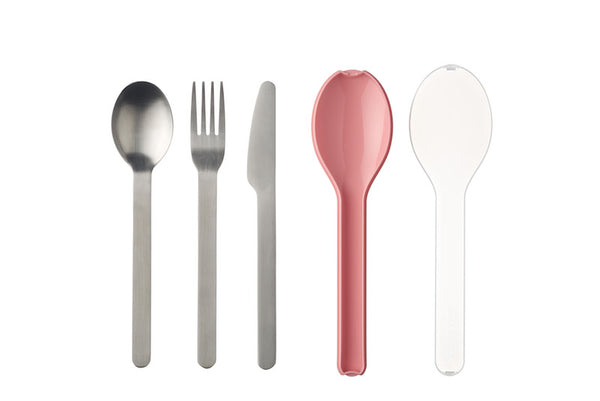 Set de cubiertos para llevar 3 piezas rosa