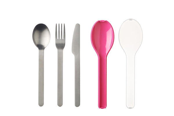 Set de cubiertos para llevar 3 piezas pink