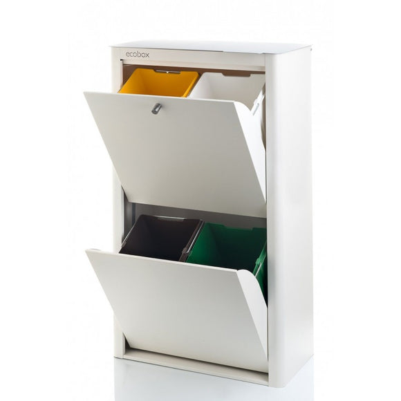 Cubek contenedor reciclaje 4 compartimentos blanco