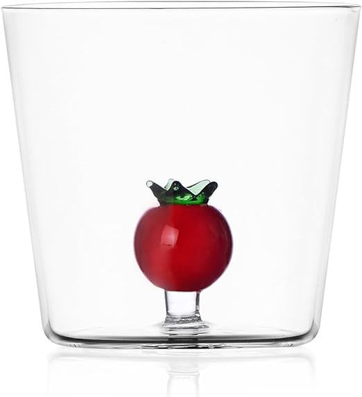 Vaso de cristal de diseño italiano, con figuras en el interior.