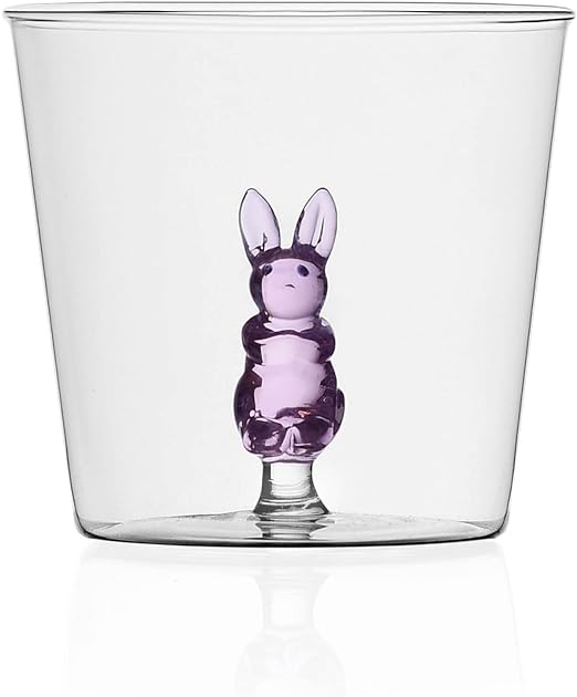 Vaso de cristal de diseño italiano, con figuras en el interior.
