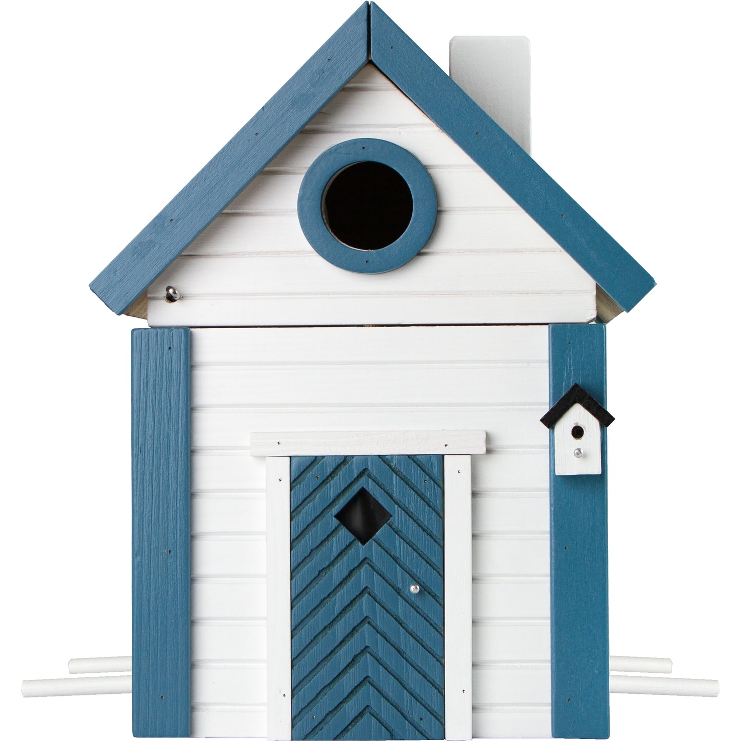 Comedero y nidal pajaros Casa Blanca y Azul