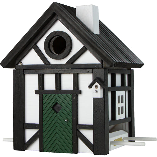 Comedero y nidal pajaros Casa Entramado Negro