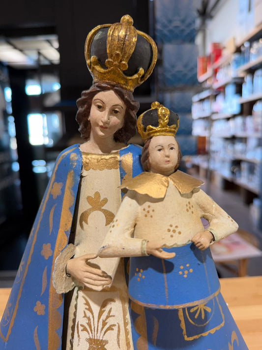 Virgen Reina del Cielo con Niño Jesus Coronado 29 x 13,5 x 34 cm