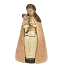Virgen con Niño Jesus rosa antiguo y crema 28cm