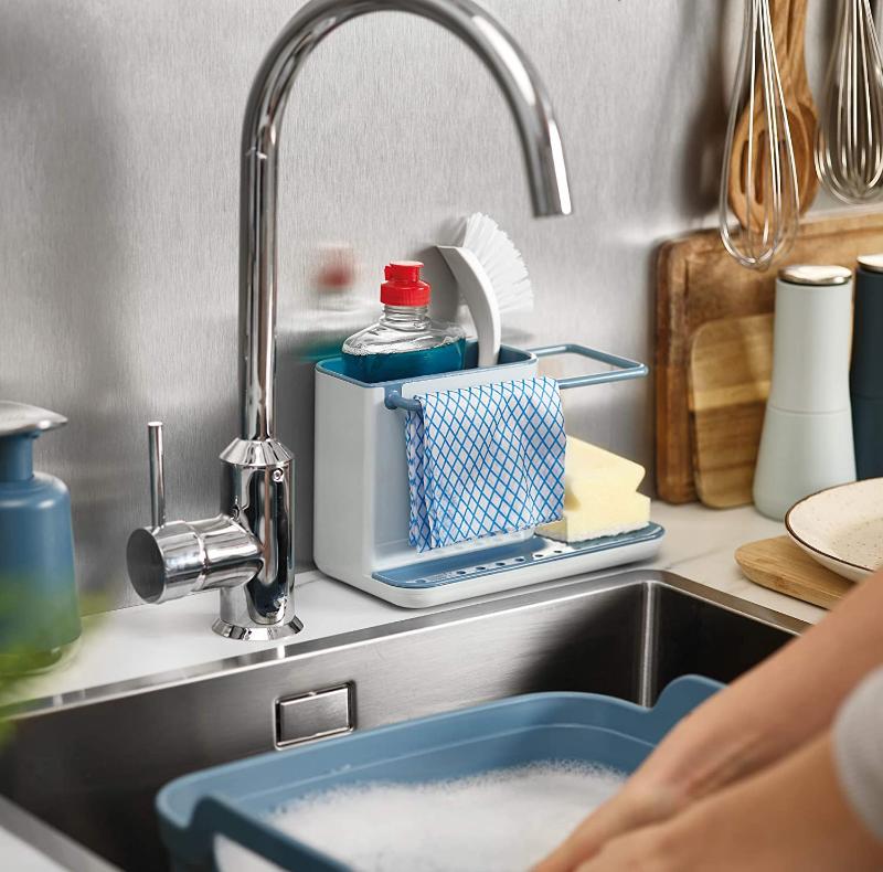 Dispensador de jabón con compartimento para estropajo - orden en casa