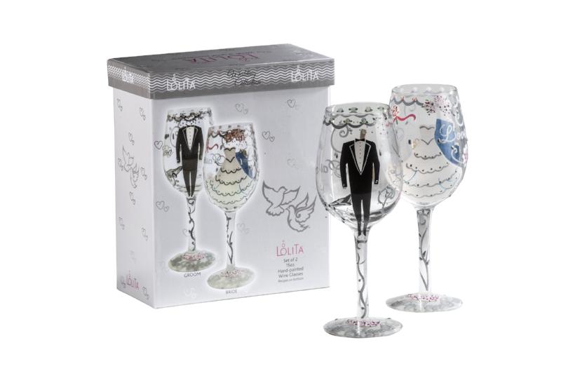 Copa Lolita vino juego dos copas bride & groom