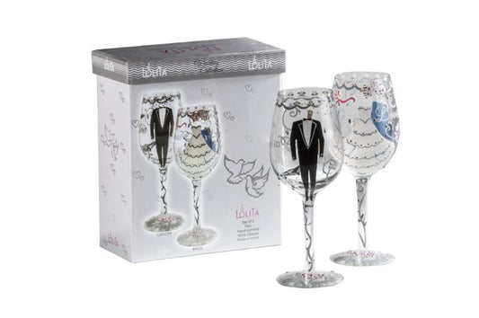 Copa Lolita vino juego dos copas bride & groom