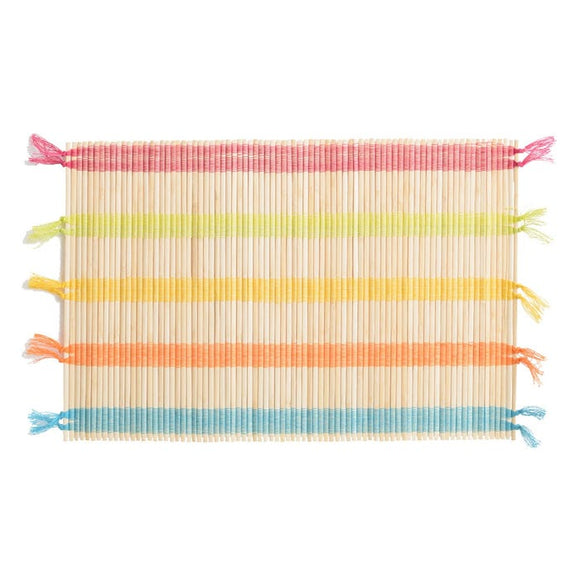 Mantel individual multicolor de fibra natural.